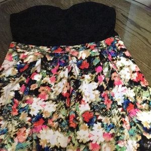 Lace bustier with floral skirt